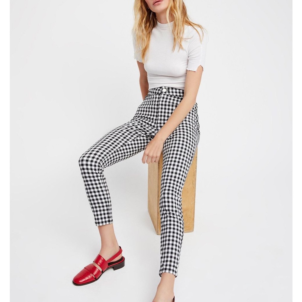 Free People Gingham High Waisted Pant Size 29